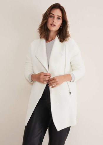 Phase Eight Fia Fluffy Zip Coats White Canada | EJFHOU-920